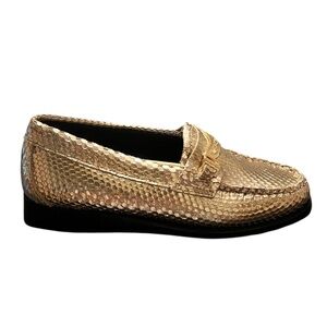 GH BASS WEEJUNS Women’s Liliannna Keeper Bit Snake Embossed Leather Loafers Sz-5